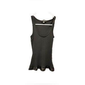 Vintage Y2K  Express Black Sequin  Tank Top Small 100% Cotton Scoop Neck Club